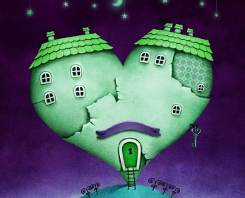 Heart-shaped house illustration